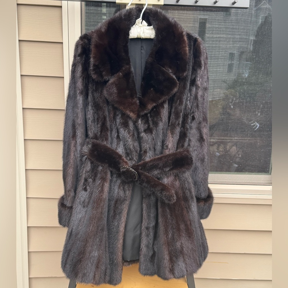 Ranch Mink with Crystal Mink Belt Fur Coat